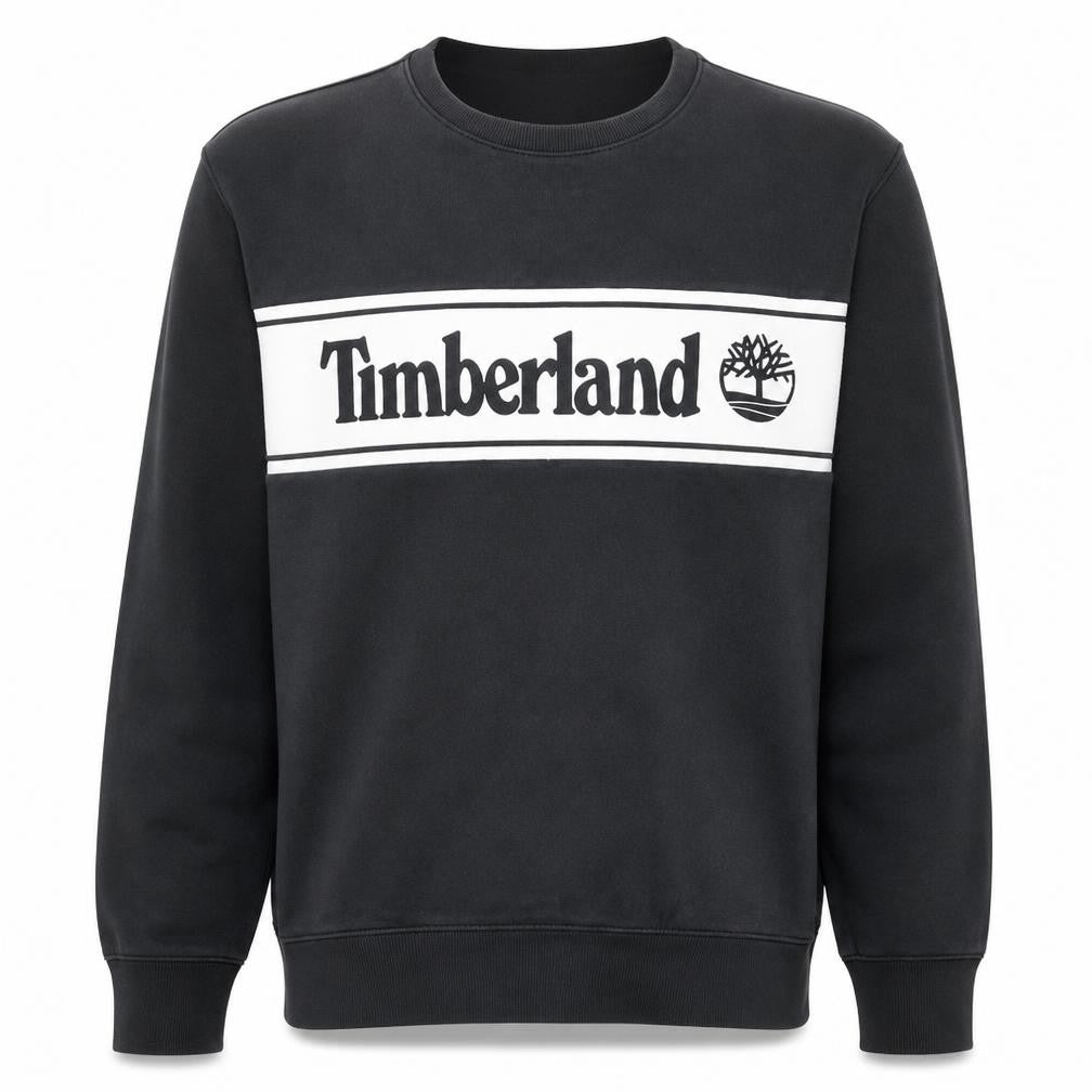 Timberland Mens Black Graphic Logo Pullover Sweatshirt L