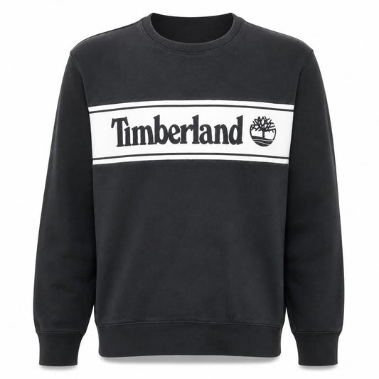 Timberland Mens Black Graphic Logo Pullover Sweatshirt L
