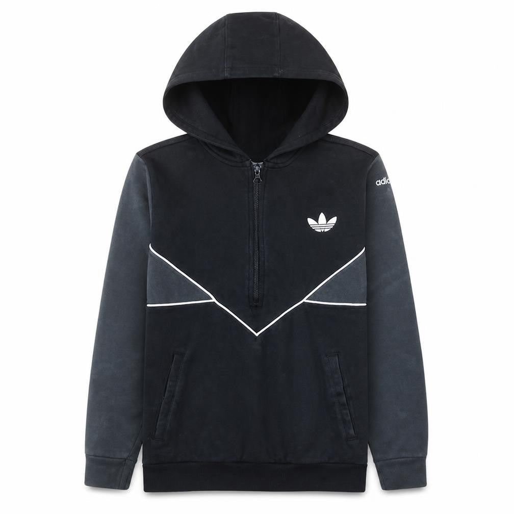 Adidas Boys Black 13-14 Years 1/2 Zip Hooded Sweatshirt with Logo