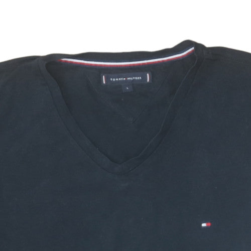 Tommy Hilfiger Men's Black V-Neck Cotton T-Shirt Size L