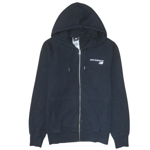 New Balance Womens Black M Full Zip Hoodie Sweatshirt Cotton Blend