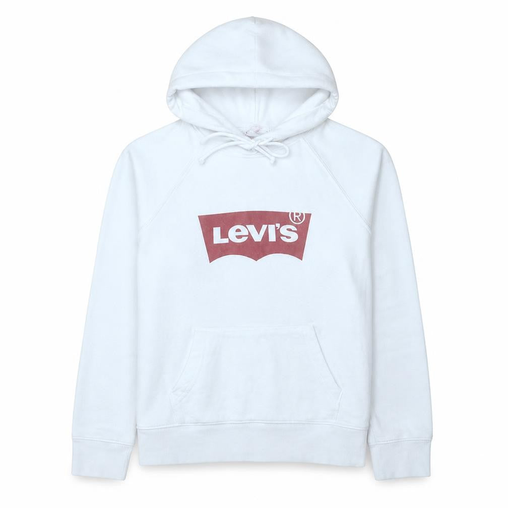 Levi's Women's White Pullover Hoodie Medium Logo Cotton Blend