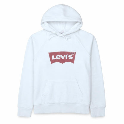 Levi's Women's White Pullover Hoodie Medium Logo Cotton Blend