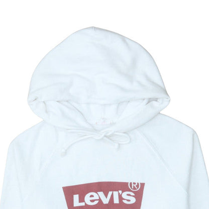 Levi's Women's White Pullover Hoodie Medium Logo Cotton Blend