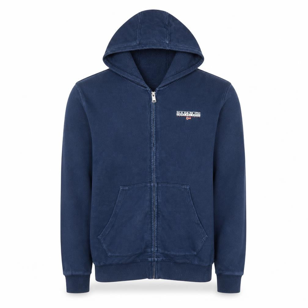 Napapijri Men's Blue Full Zip Hoodie M Regular Fit Logo