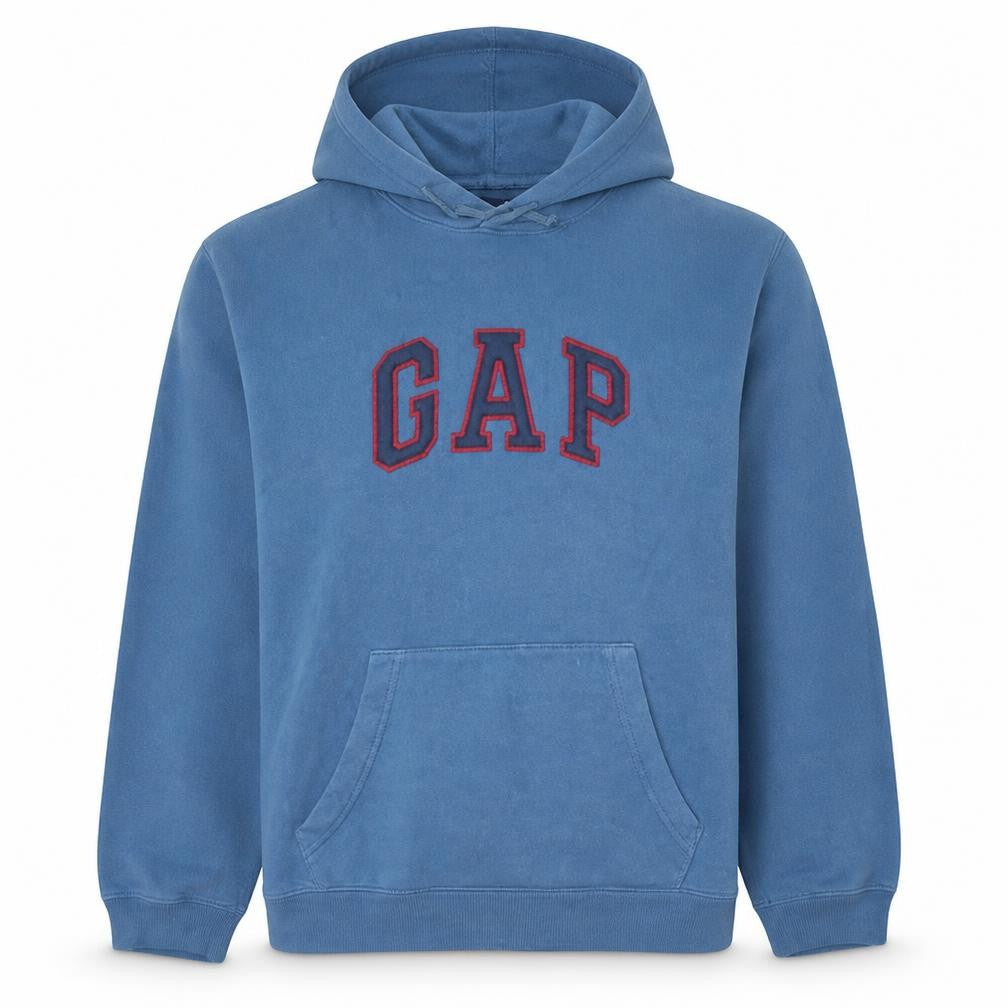 Gap Men's Blue Pullover Hoodie Medium Embroidered Logo Fleece