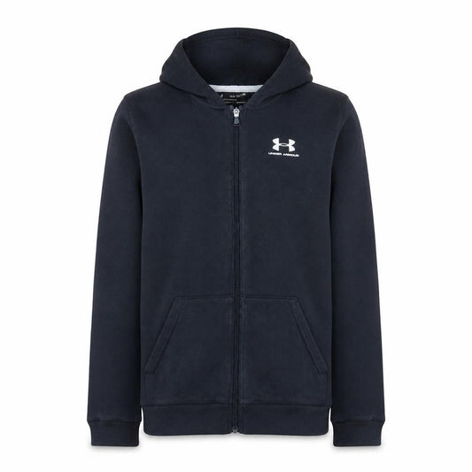 Front view of Under Armour boys’ black full zip hoodie yxl 158-170cm coldgear fleece