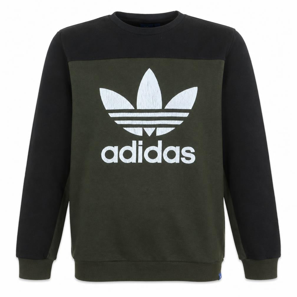 Adidas Men's Green Black Logo Pullover Sweatshirt Size L