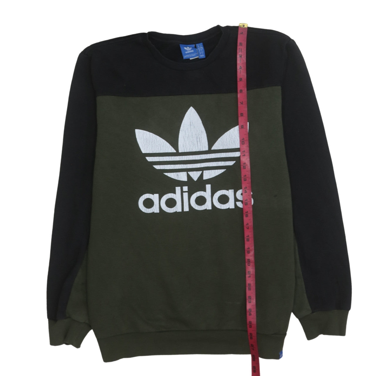 Adidas Men's Green Black Logo Pullover Sweatshirt Size L