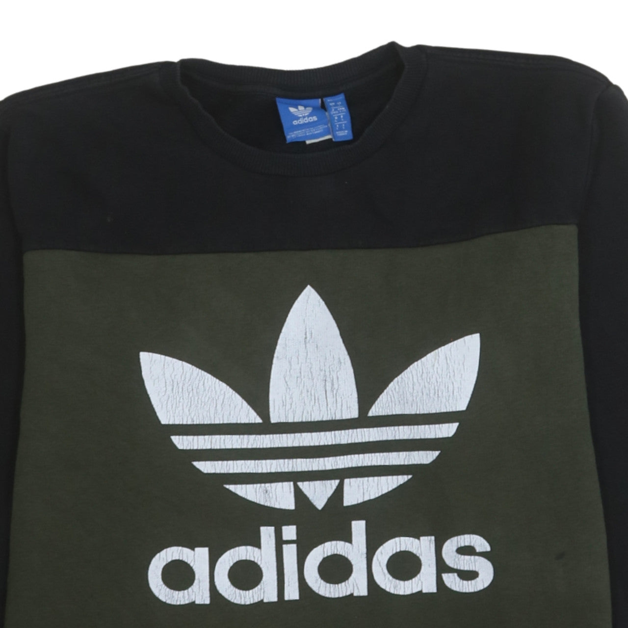 Adidas Men's Green Black Logo Pullover Sweatshirt Size L