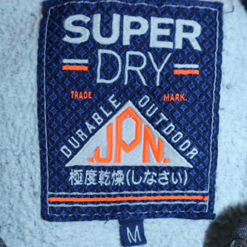 Superdry Men's Grey Pullover Hoodie M Graphic Print Logo Fleece
