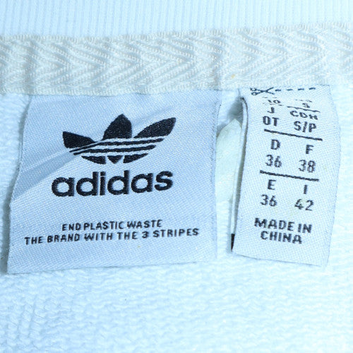 Adidas Womens White Pullover Sweatshirt Size 10 Cotton Blend Crew Neck