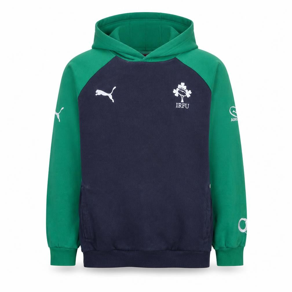Puma Boys Green & Navy IRFU Hoodie Sweatshirt Size 14 (164) Cotton Blend
