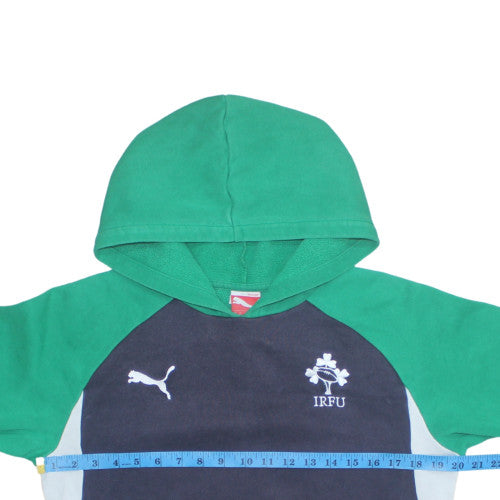 Puma Boys Green & Navy IRFU Hoodie Sweatshirt Size 14 (164) Cotton Blend