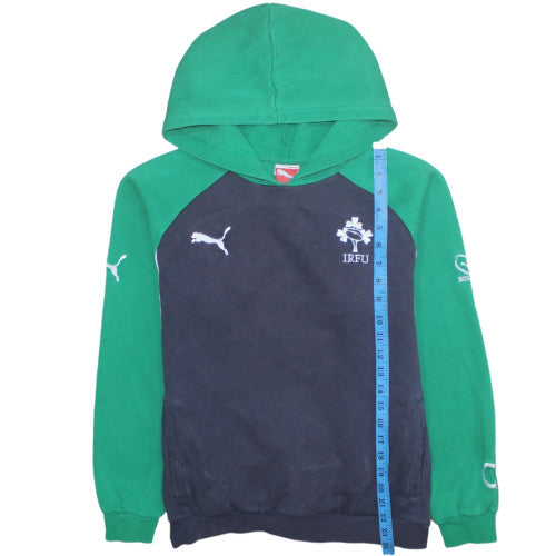 Puma Boys Green & Navy IRFU Hoodie Sweatshirt Size 14 (164) Cotton Blend