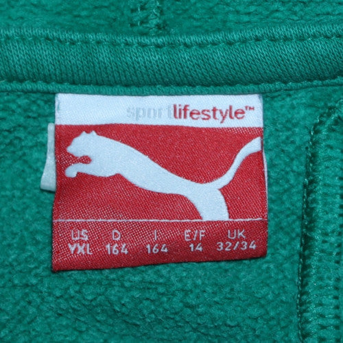 Puma Boys Green & Navy IRFU Hoodie Sweatshirt Size 14 (164) Cotton Blend