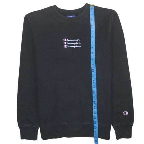 Champion Women's Black Small Pullover Sweatshirt with Logo Embroidery