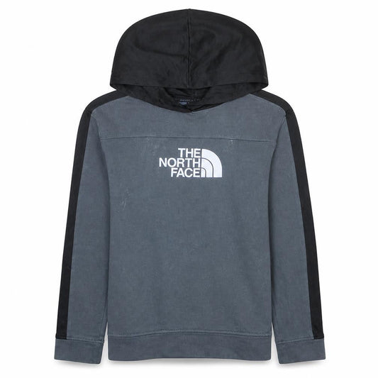 Front view of The North Face boys’ black/grey pullover hoodie xl cotton blend casual