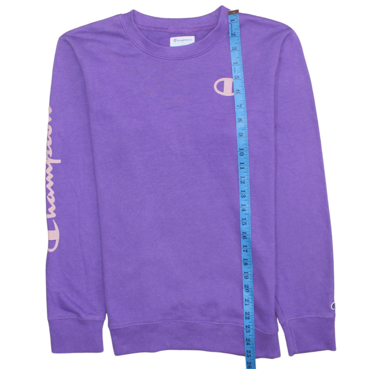 Champion Womens Purple Logo Pullover Sweatshirt L Cotton Blend