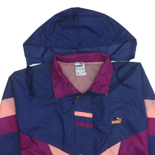 Puma Womens Blue Colourblock Windbreaker Jacket Size S Vintage