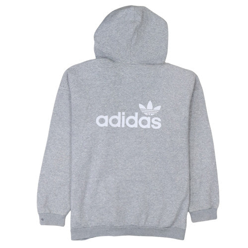 Adidas Women Grey Pullover Hoodie Size 10 Logo Print Casual Sweatshirt