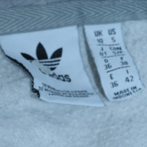 Adidas Women Grey Pullover Hoodie Size 10 Logo Print Casual Sweatshirt