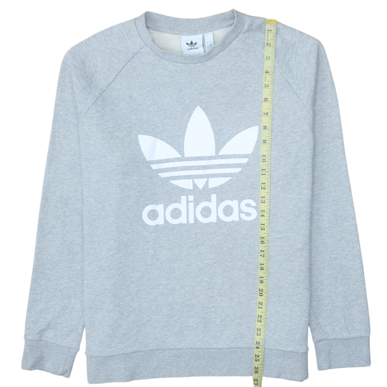 Adidas Mens Grey Large Pullover Crew Neck Logo Sweatshirt