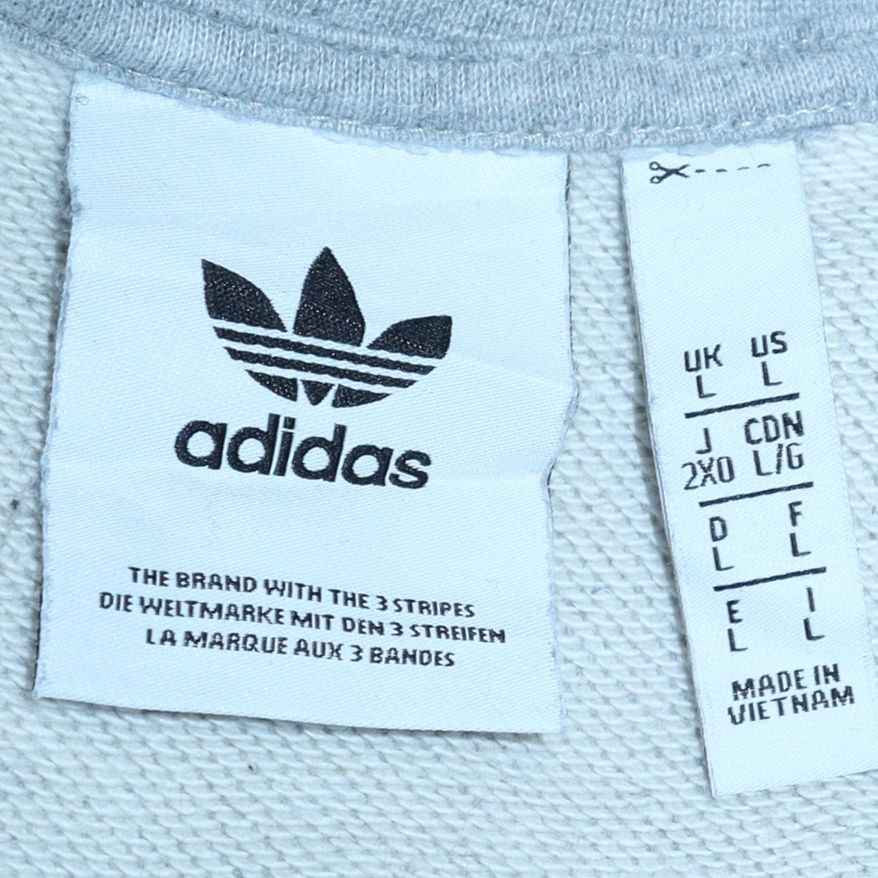 Adidas Mens Grey Large Pullover Crew Neck Logo Sweatshirt