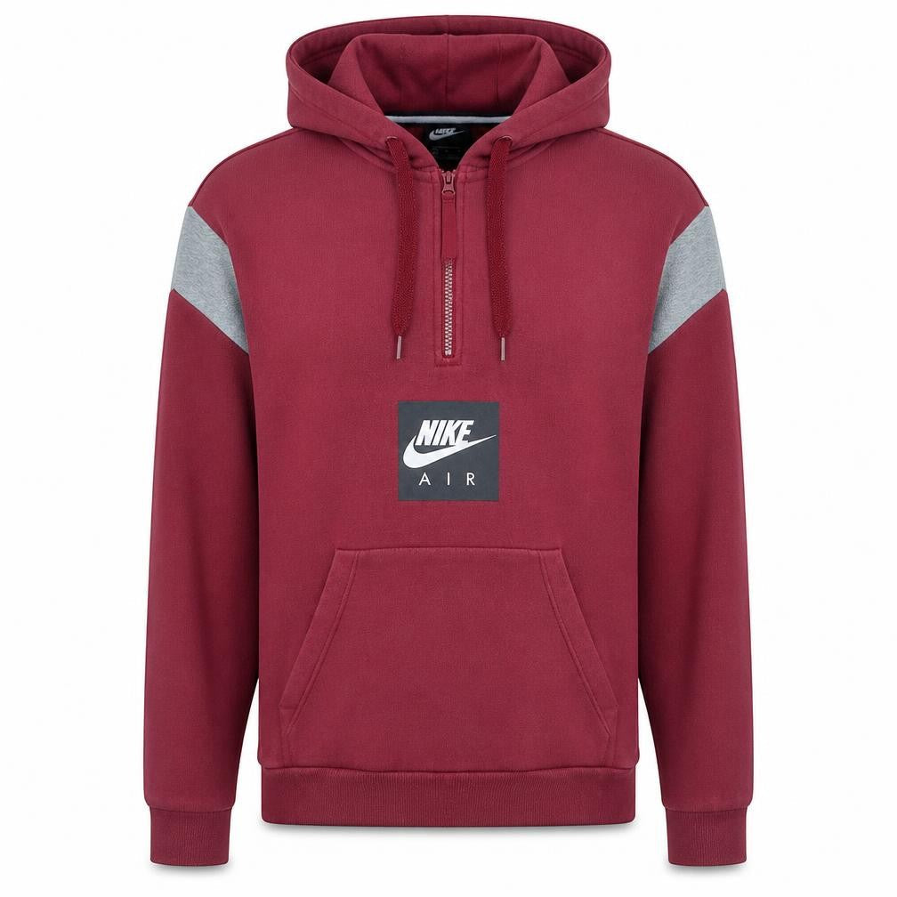 Nike Mens Red Half Zip Hooded Sweatshirt Size M Fleece Pullover