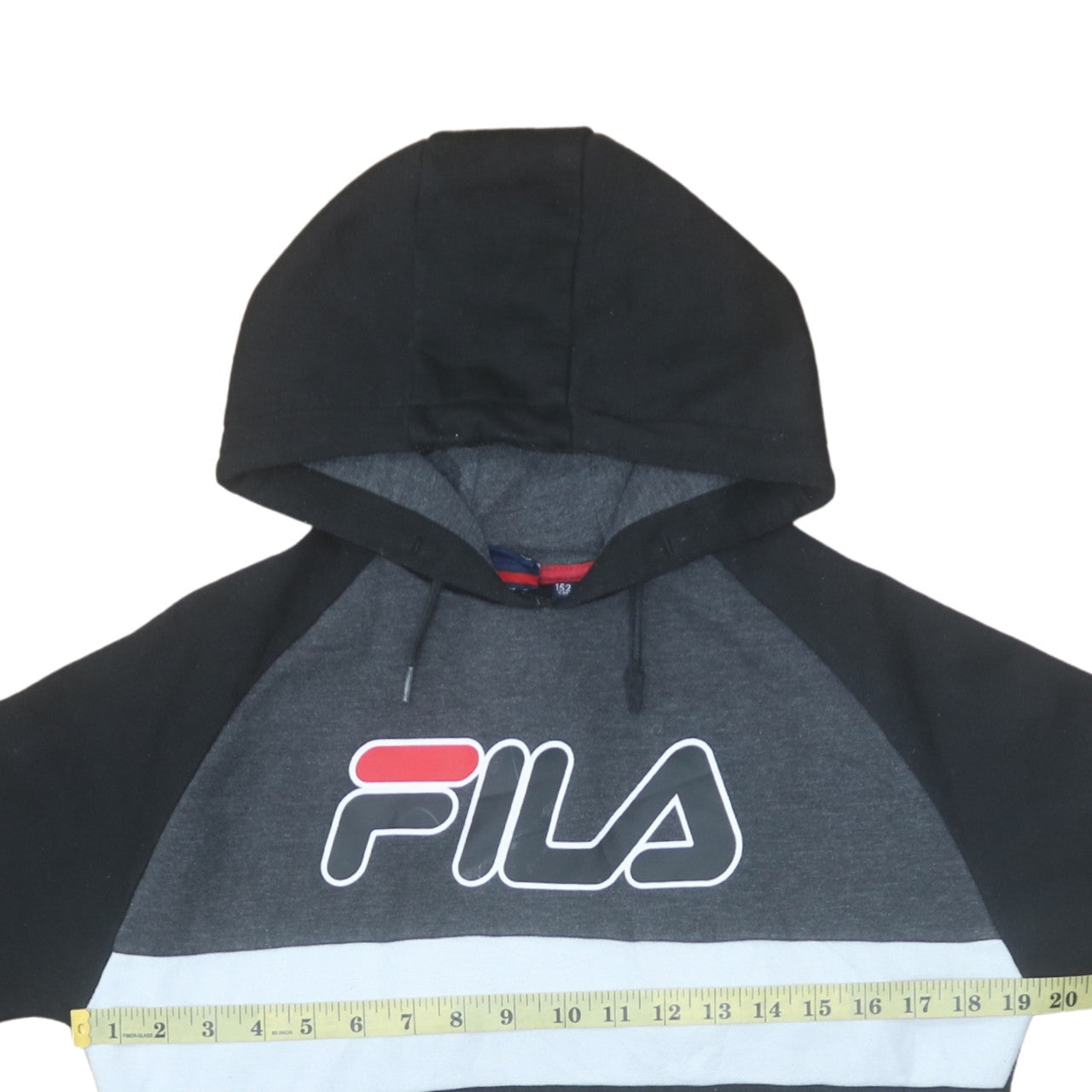 Fila Boys Black Colourblock Pullover Hoodie Size 14-15 Years