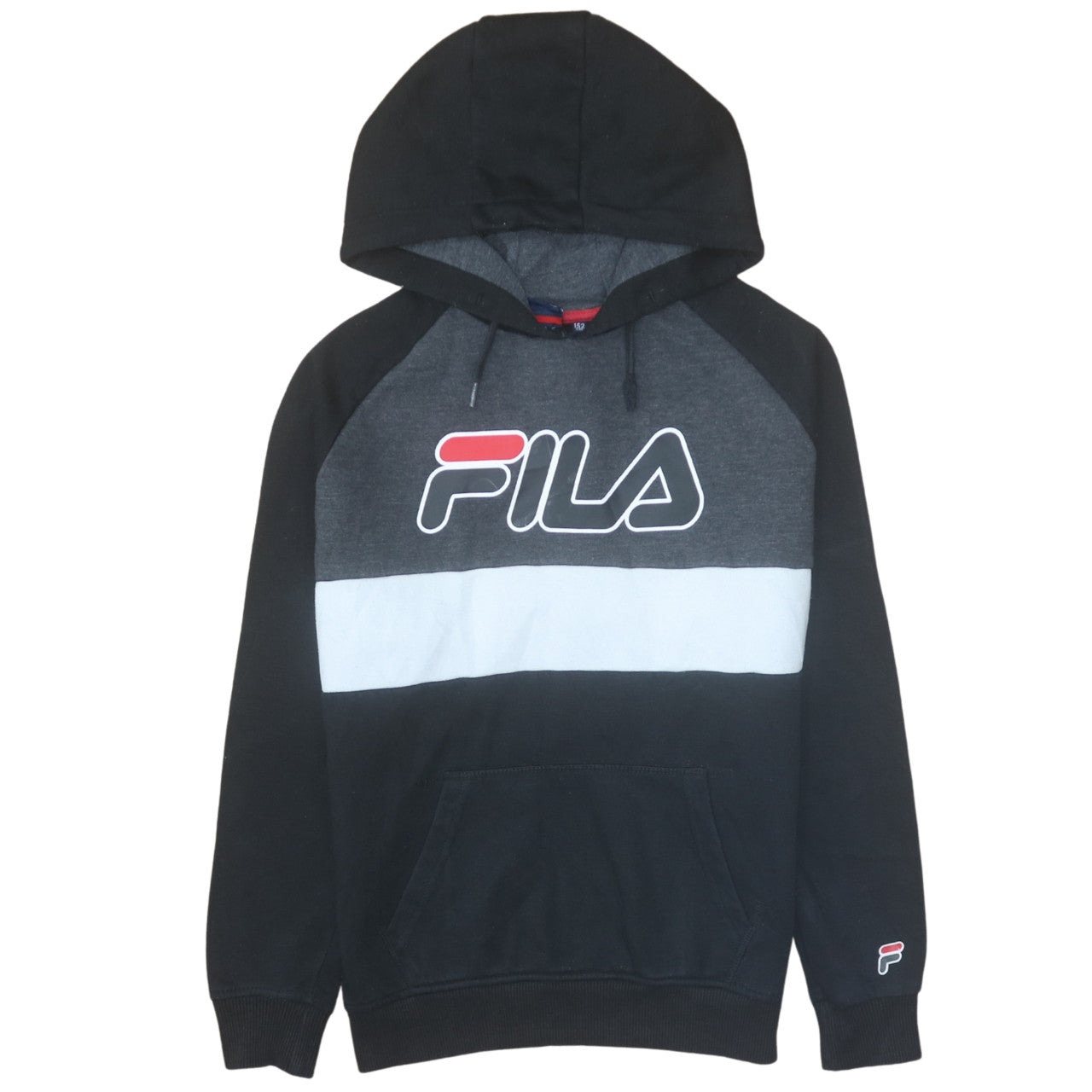 Fila Boys Black Colourblock Pullover Hoodie Size 14-15 Years