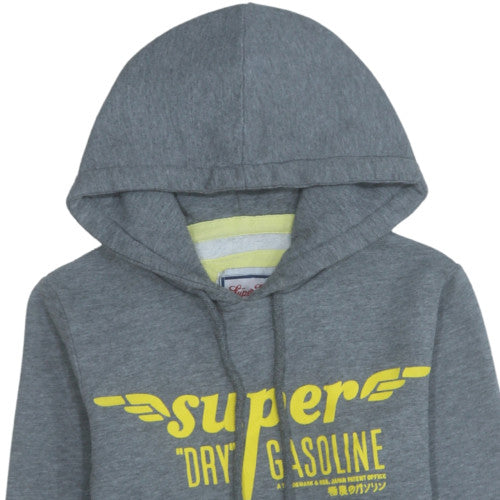Superdry Mens Grey XS Pullover Hoodie with Yellow Logo