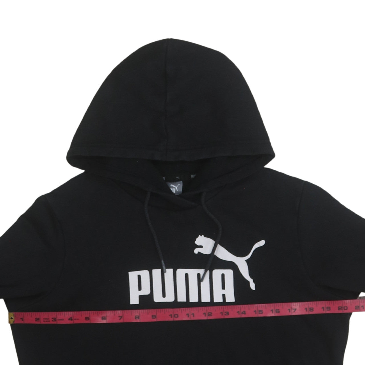 Puma Women's Black Pullover Hoodie UK 14 Logo Print Cotton Blend