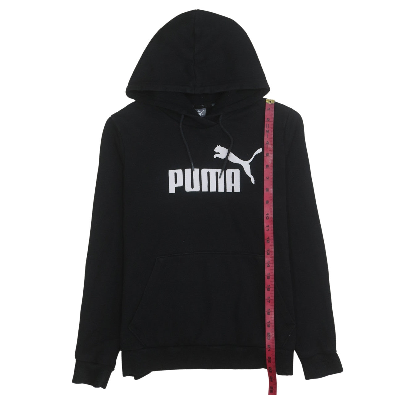 Puma Women's Black Pullover Hoodie UK 14 Logo Print Cotton Blend