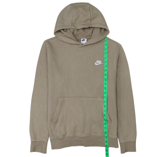 Nike Men Beige Pullover Hoodie M Fleece Logo Sweatshirt Regular Fit