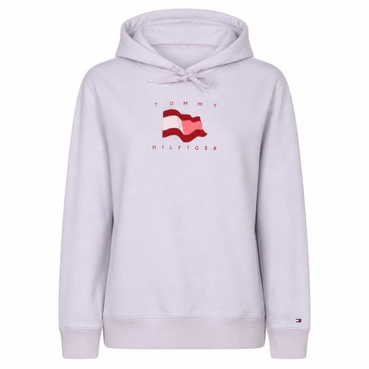 Tommy Hilfiger Women's White Small Pullover Hoodie with Logo Design