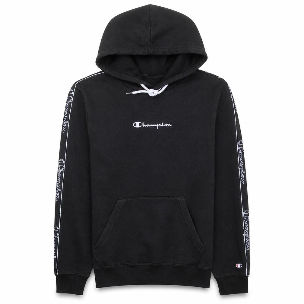 Champion Men's Black Pullover Hoodie Medium Fleece Logo Sweatshirt