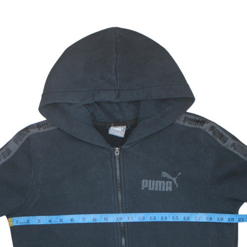 Puma Men's Black Full Zip Hoodie Sweatshirt S Fleece Logo Sportswear