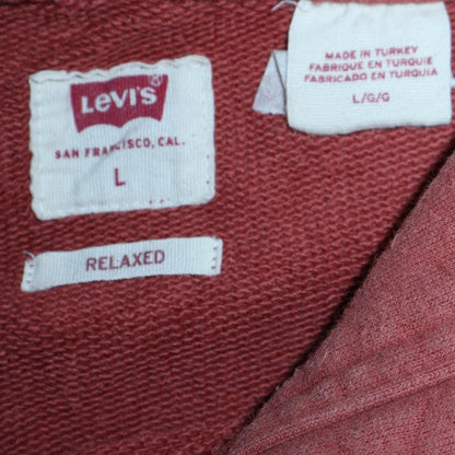 Levi's Men's Brown Relaxed Pullover Hoodie L Logo Graphic Fleece
