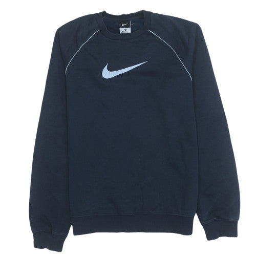 Nike Men's Blue Small Pullover Sweatshirt Crew Neck Logo Fleece