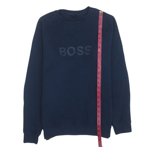 Hugo Boss Men Blue Pullover Sweatshirt M Crew Neck Logo