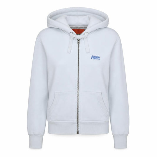 Superdry Women White Full Zip Hoodie XS Orange Label Classic