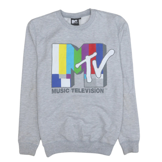 MTV Grey Cotton Blend Women's Sweatshirt Size S Graphic Print