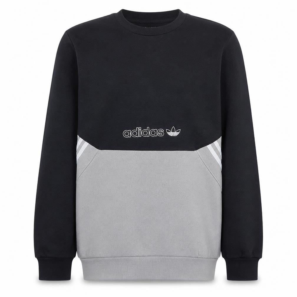 Adidas Boys Black Grey Crew Neck Pullover Sweatshirt XL 15-16 Years