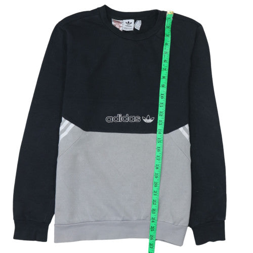 Adidas Boys Black Grey Crew Neck Pullover Sweatshirt XL 15-16 Years