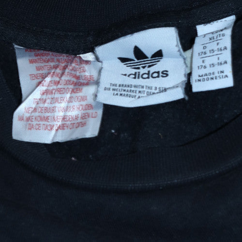 Adidas Boys Black Grey Crew Neck Pullover Sweatshirt XL 15-16 Years