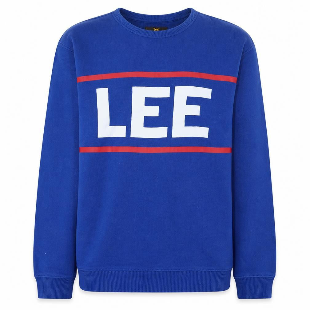 Lee Men's Blue Crew Neck Logo Pullover Sweatshirt M