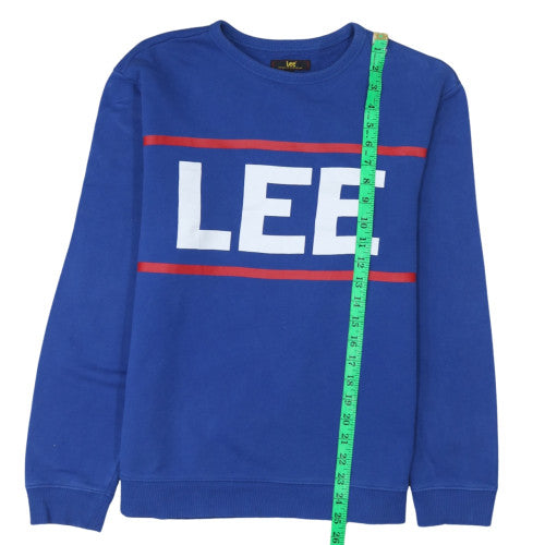 Lee Men's Blue Crew Neck Logo Pullover Sweatshirt M
