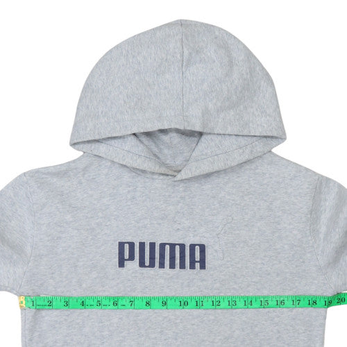Puma Boys Grey Pullover Hoodie Size 14-16 Years Logo Fleece Sweatshirt