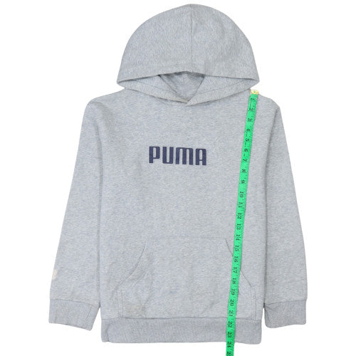 Puma Boys Grey Pullover Hoodie Size 14-16 Years Logo Fleece Sweatshirt